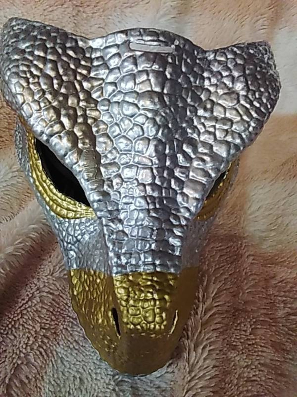 Sliver and gold painted raptor mask Etsy