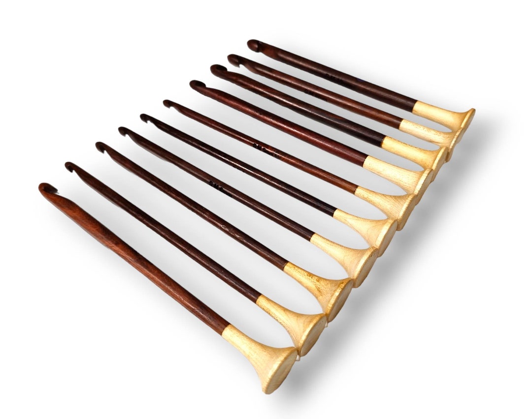 Wooden Crochet Hooks, Rosewood Crochet Knitting Hooks Set, Natural