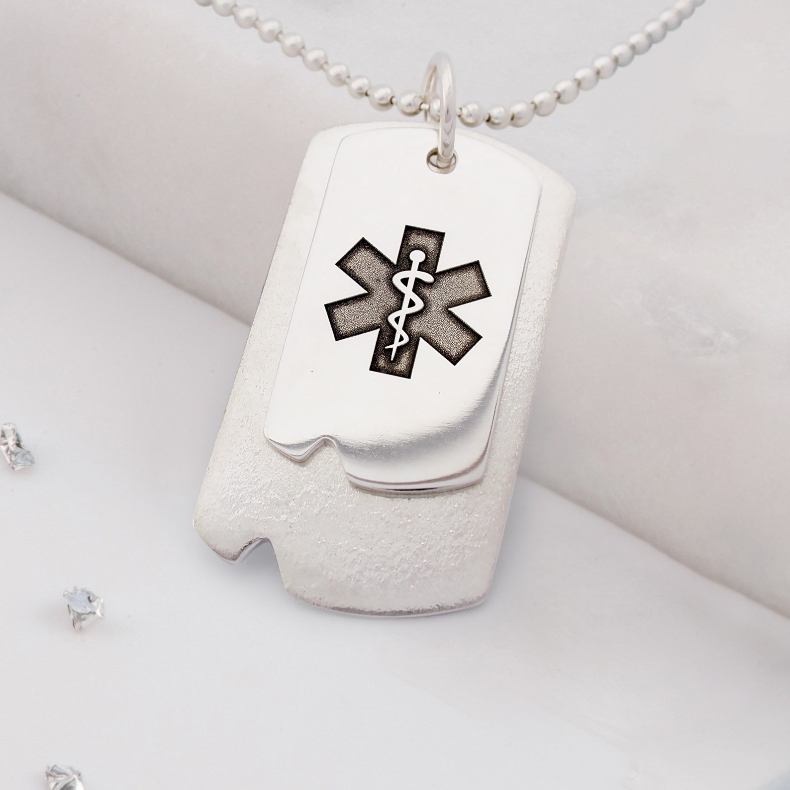 Silver Medical Alert Double Male dog tag Medical Alert Etsy