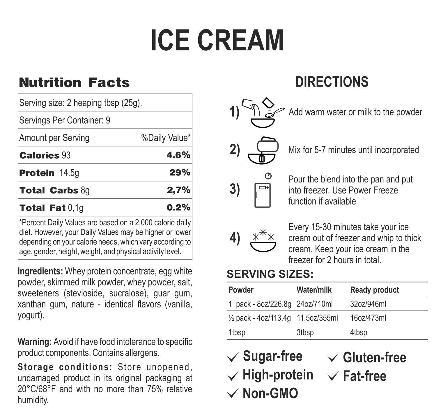Sugar Free Ice Cream Mix Keto Diet Friendly, Low Carb & Natural, Non