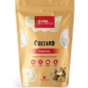 Custard Instant Mix, Custard Powder (Vanilla), Low carb, Gluten Free, Sugar Free - 8 oz. Low Calories 80 gr per serving. NO SUGAR ADDED