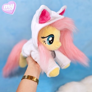 Fluttershy with Cat Hoodie Plush - Handmade Beanie Plush