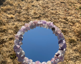 Upcycled amethyst crystal mirror