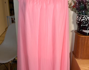 Vintage Shadowline roze kant en chiffon nylon nachthemd, maat Large