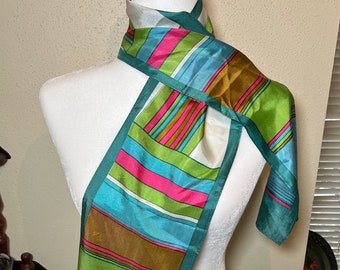 Foulard rayé mod vintage : foulard coloré des années 60-70