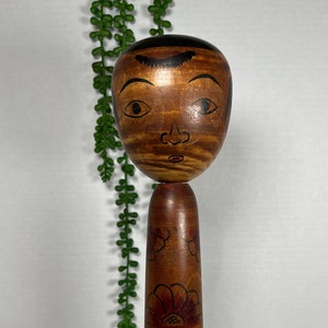 Vintage Nakanosawa Traditional Kokeshi Doll Japanese Wooden Hand Carved Doll Large 12&quot; Artist Signed Iwamoto Yoshizo 岩本芳蔵 Collectible Gift