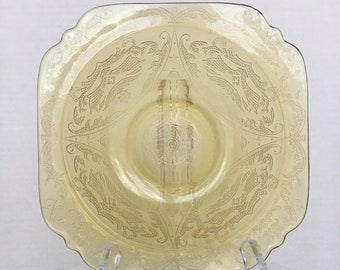 Ciotola in vetro giallo ambra Federal Madrid vintage: arredamento rustico anni '50