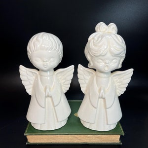 Vintage Keramik Weihnachtsengel Figuren: Handbemalte Chor Set