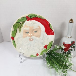 Vintage Holland Mold Santa Claus Plate: Hand-Painted Christmas Trinket Dish