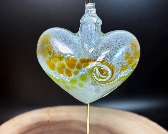 Kitras Spirit Kitras Van Glow Blown Art Glass Opaque Heart Ornament Gold, Lime ...