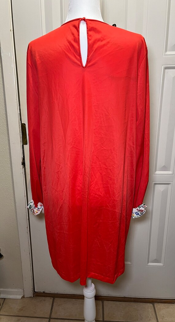 Vanity Fair Red Long Sleeve Nylon Sleep Shirt Sca… - image 6