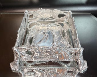 Porte-serviettes cheval en aluminium argenté Arthur Court vintage 2006 Vaisselle équestre