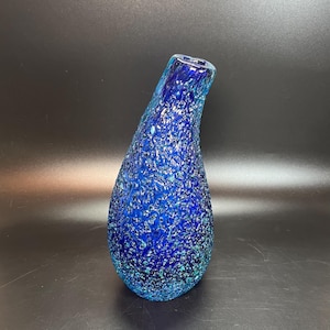 Vintage Mandruzzato Murano Kunst Glasvase: Kobalt Blau Sommerso Teardrop