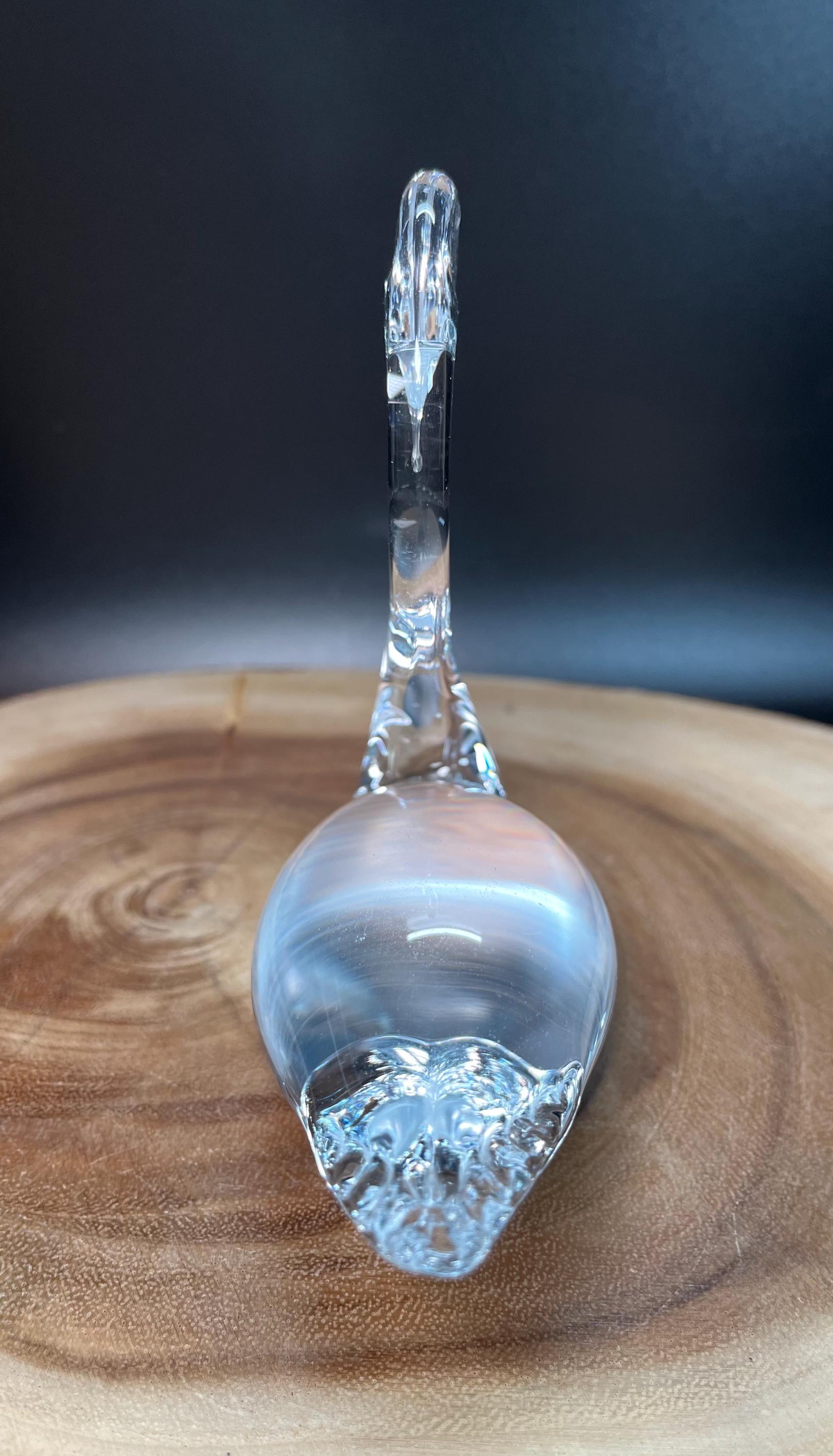 Vintage Blown Art Glass Swan Figurine - 1980s Cottage Decor