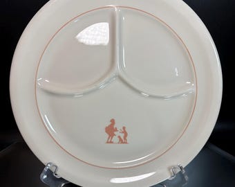 Piatto grill vintage Shenango China per Howard Johnsons con stampa della silhouette semplice di Simon e del pasticcere