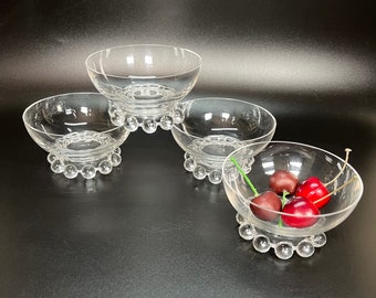 Imperial Glass Candlewick Footed Berry Bowls 4 Pcs Sherbet Dessert Bowls MCM Art Deco Farmhouse Contemporary Vintage 1936-1984 Replacements