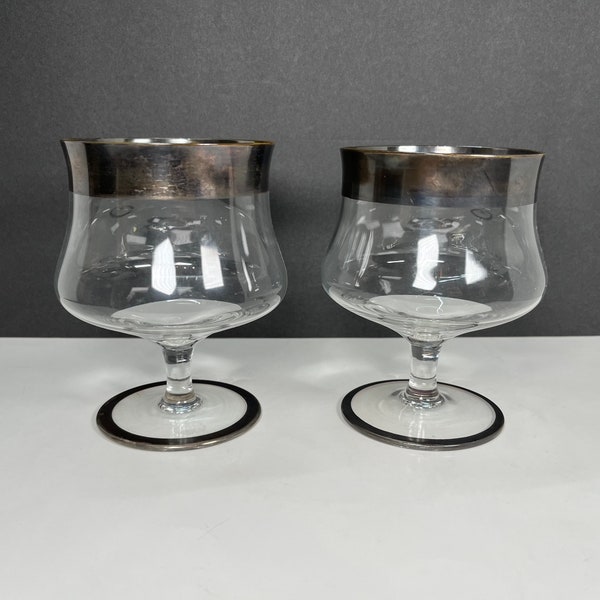 Dorothy Thorpe Allegro Silver Tumblers Shrimp Cocktail Glasses 2 Pc Set Vintage Barware Retro 1950s Mad Men MCM Danish Modern Collectible