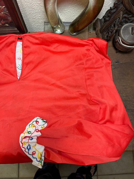 Vanity Fair Red Long Sleeve Nylon Sleep Shirt Sca… - image 10