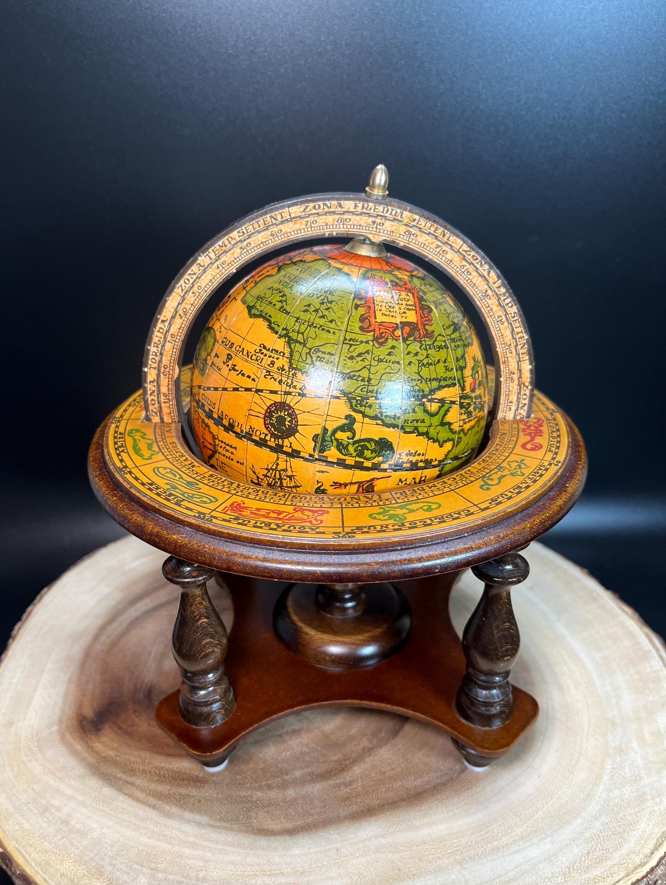 Vintage Zodiac Globe: Rotating Astrological World, Made in Italy