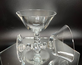 Imperial Glass Candlewick Clear Coupe Champagne Cocktail Glasses 2 Pc Set MCM Art Deco Farmhouse Contemporary Vintage Barware Replacements