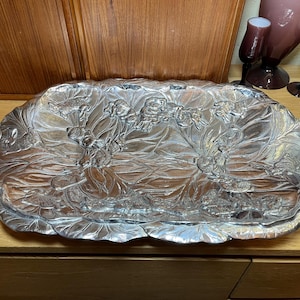 Arthur Court Silver Aluminum Rabbits Cabbage Leaves Casserole Dish Lid Repurposed Large Tray Fruit Bowl Vintage 1990s Easter Tableware Decor