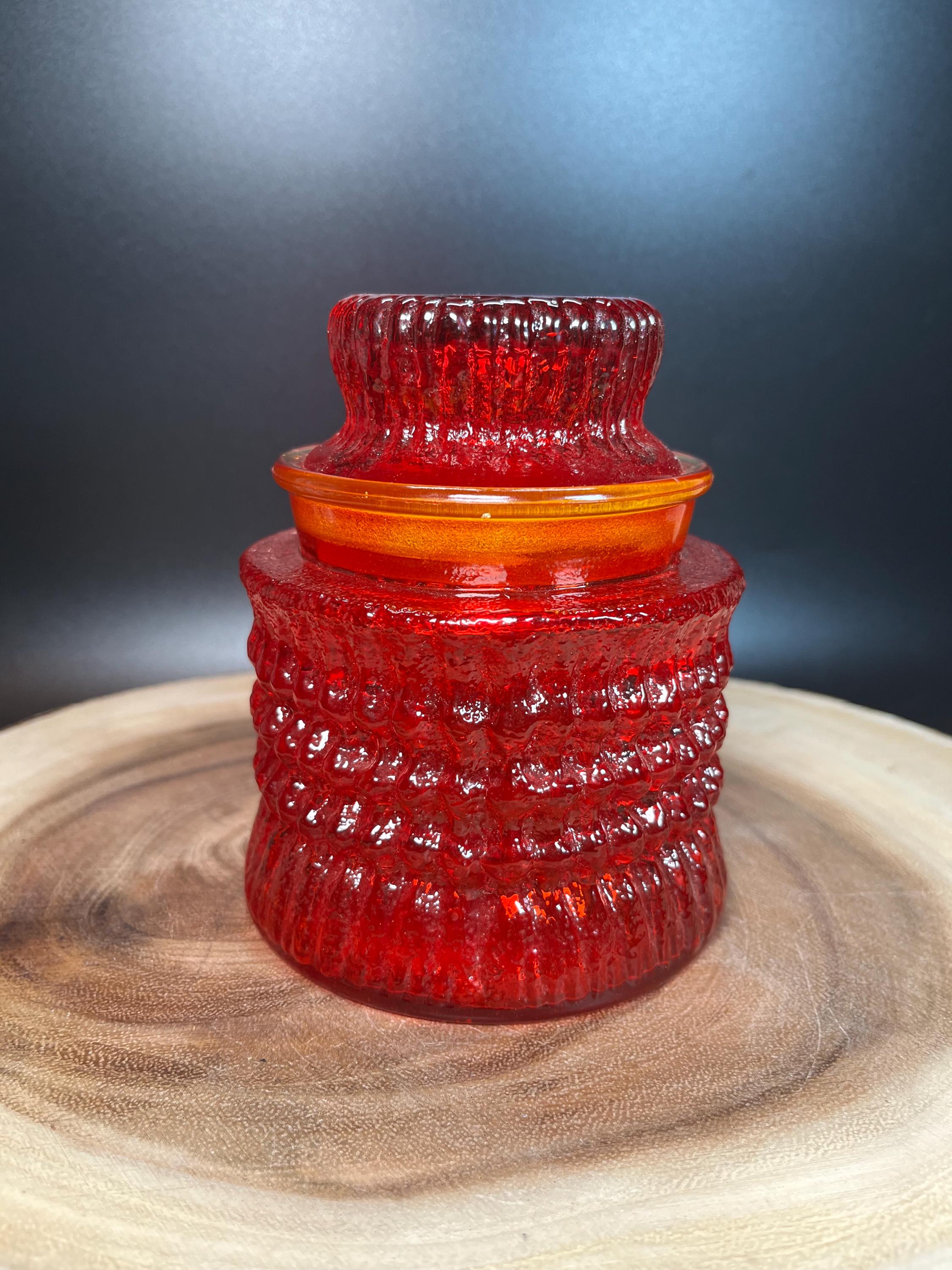 Glass Red Ruby CANISTER　red Glass　ORB RUKA Canister eBay | 8.5”H 工芸品