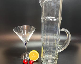 Vintage West Virginia Glass Pitcher: Bamboo Optic Tiki Barware