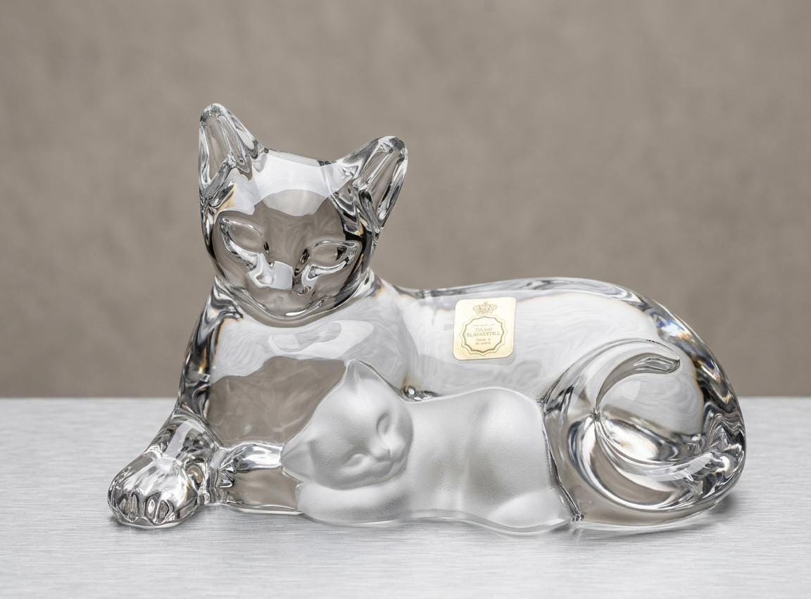Vintage Lenox Glass Cat - Etsy