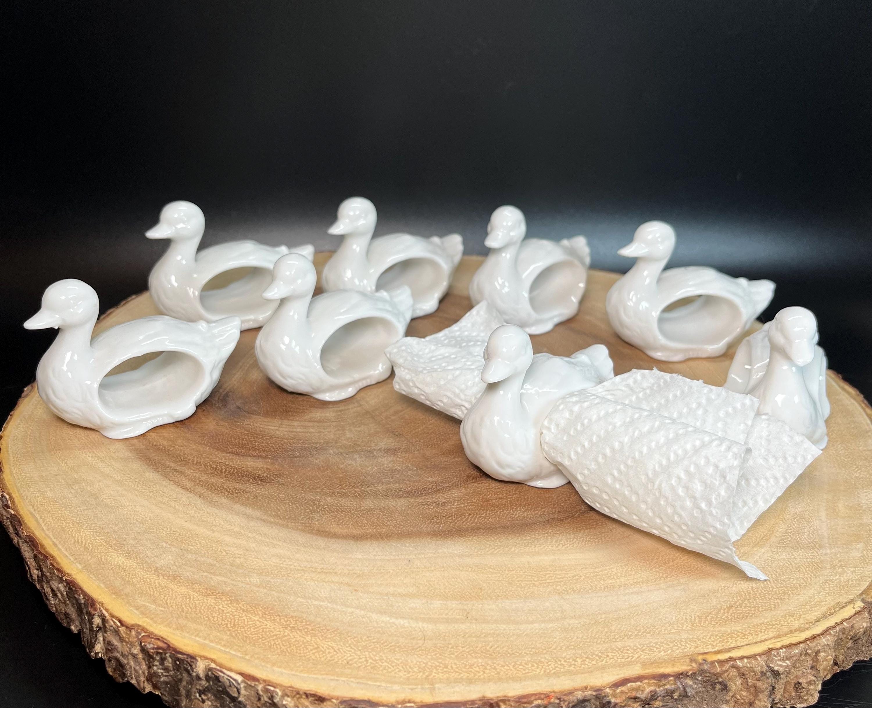 白磁のダックナプキンリング 8個セット ヴィンテージ 秋 カントリー