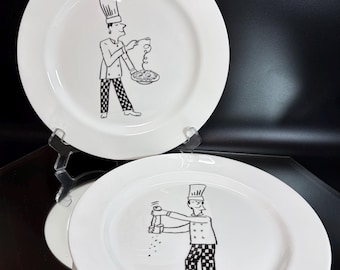 Juego de 2 platos llanos Wedgwood China Grand Gourmet con estampado de chef