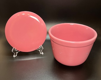 Oxford Ware Mauve Pink Ceramic Lidded Bowl Canister Refrigerator Dish Oxford Pottery Co. Made in USA 1930's-1950's Vintage Kitchen Fridgie