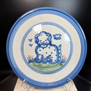 MA Hadley Pottery Country Scene Hand Painted Dog Dinner Plate 11" W