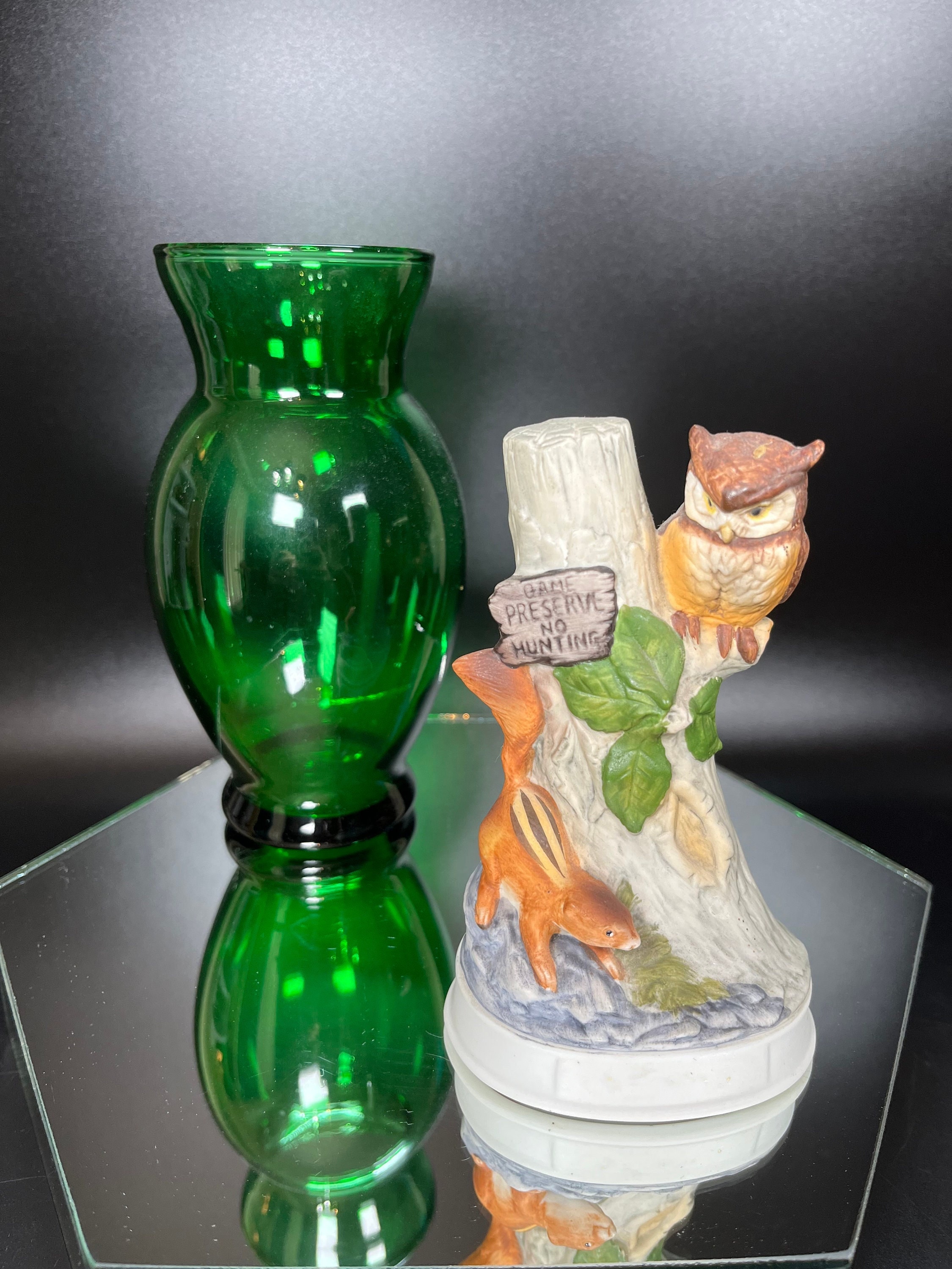 Vintage Hoffman Whiskey Decanter: Owl & Squirrel Figurine, 1970s Barware
