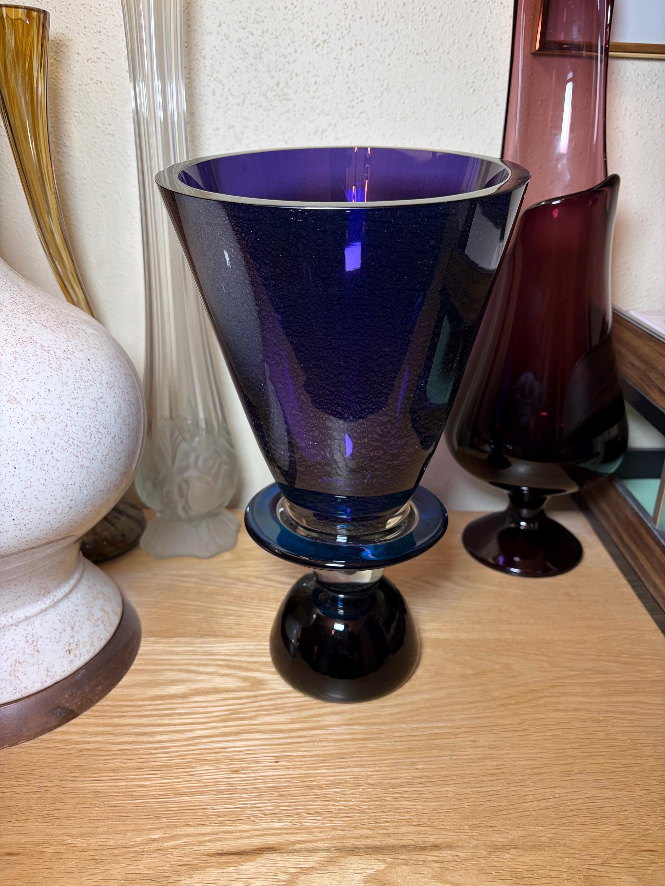 Vintage Purple Art Glass Vase - Etsy