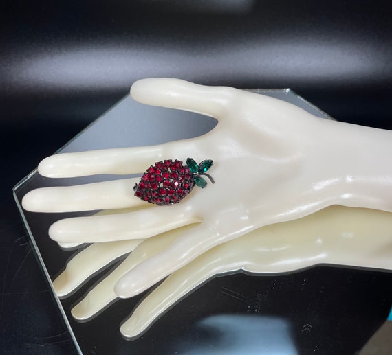 Joseph Warner Berry Strawberry Brooch Red Green R… - image 2