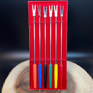 Tenedores para fondue Buehner-Warner vintage: juego de 6 piezas de acero inoxidable