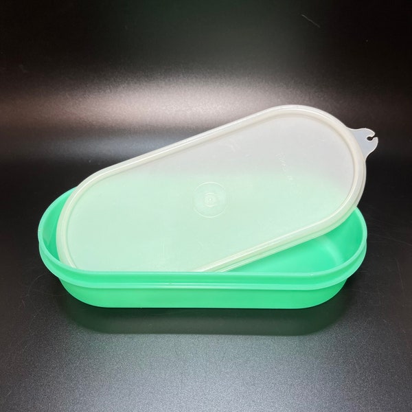 Tupperware Oval Grate & Store Container 1375 Jadeite Mint Green Sheer Lid 1376 Vintage 1970's Kitchen Cheese Snack Food Storage Replacement