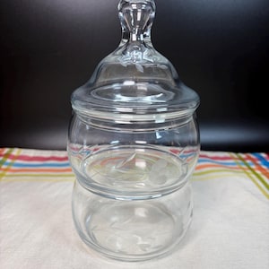 Princess House Clear 2 Tiered Stackable Glass Jars Heritage Pattern Etched Florals