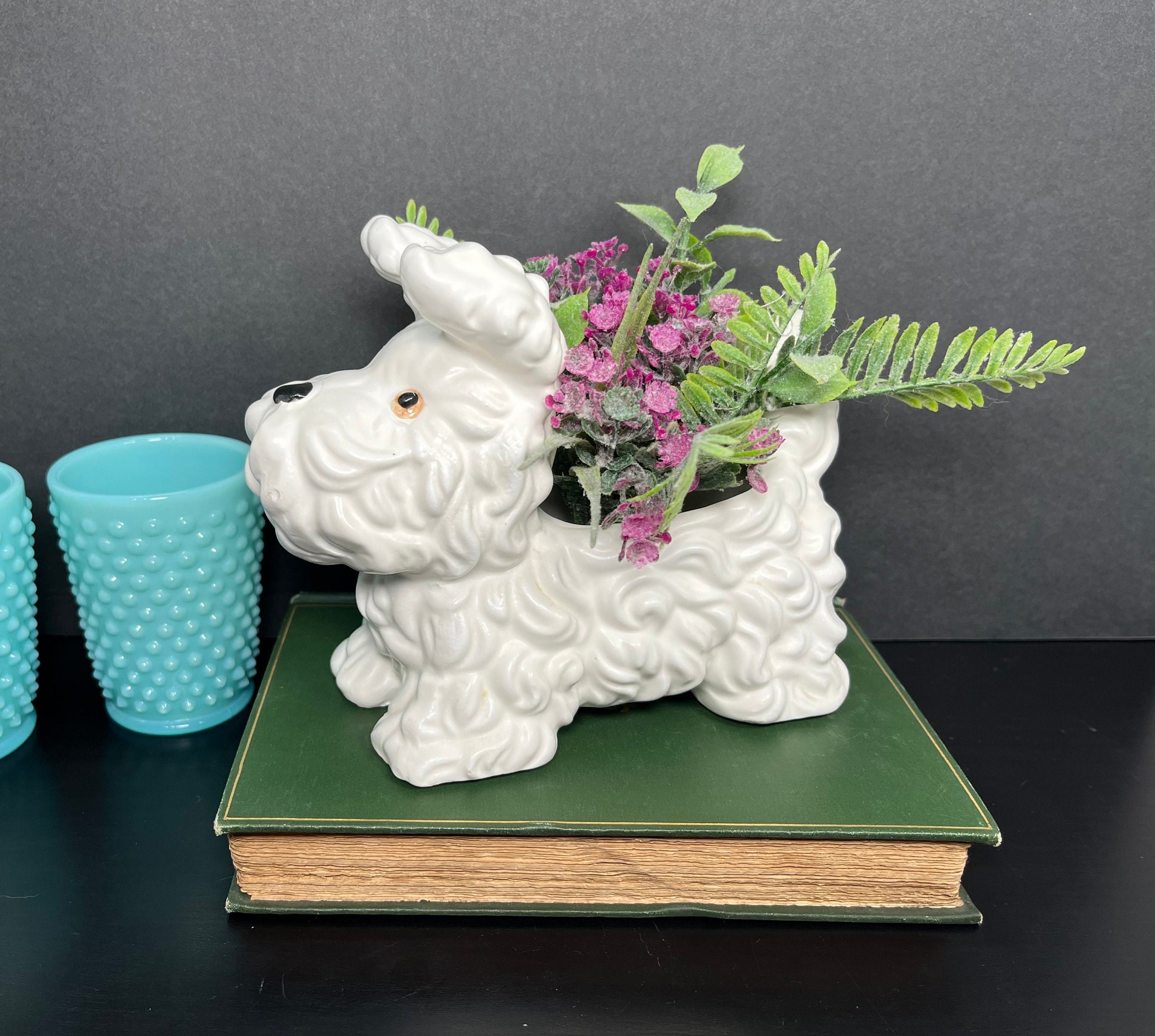 陶器　犬 Ceramic Tiny Brown Dog Figurines Animals Miniature Outdoor