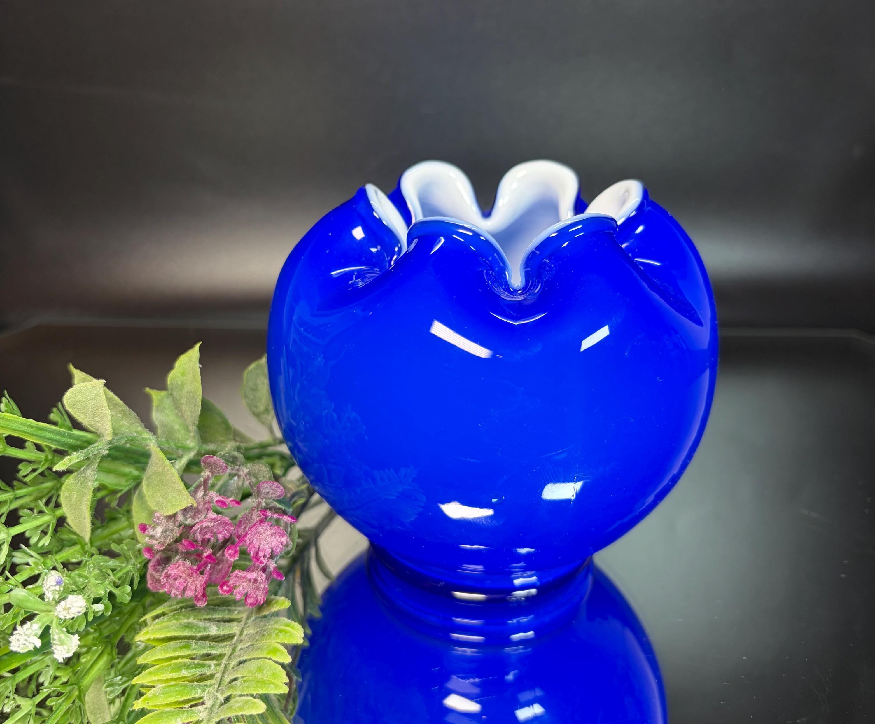 Blue and White Fenton Glass Vase - Etsy - Page 2