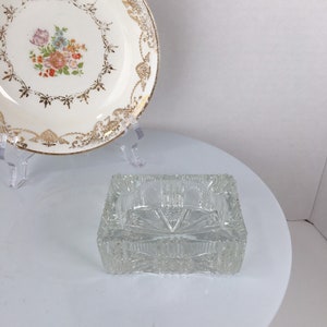 Vintage Pressed Glass Ashtray: Rectangle Trinket Dish, MCM Decor