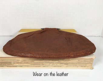 Pochette En Cuir D'autruche Vintage - Années 70/80, Couleur Rouge, Occasion Bon état
