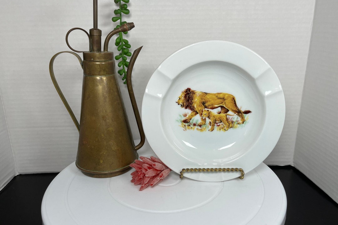 Gold and Silver Lion and Monkey Ashtray