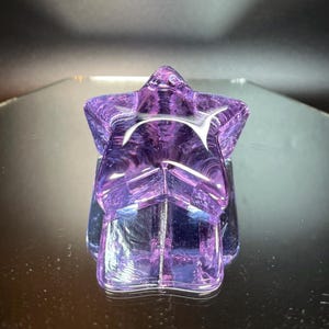 Fire & Light Recycled Glass Lavender or Purple Shooting Star Paperweight Artist Signed Vintage Blown Art Glass Celestial Decor