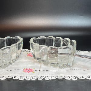 Vintage Princess House Crystal Cutlery Holders: Scalloped Glass, MCM Table Service, 2-Piece Set