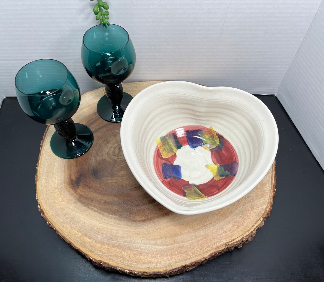 Tony Holman Pottery Heart Shaped Snack Bowl Hand Thrown Studio Pottery