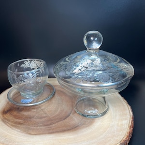Vintage Silver City Glass Candy Bowl: Sterling Silver Overlay, Flanders Floral