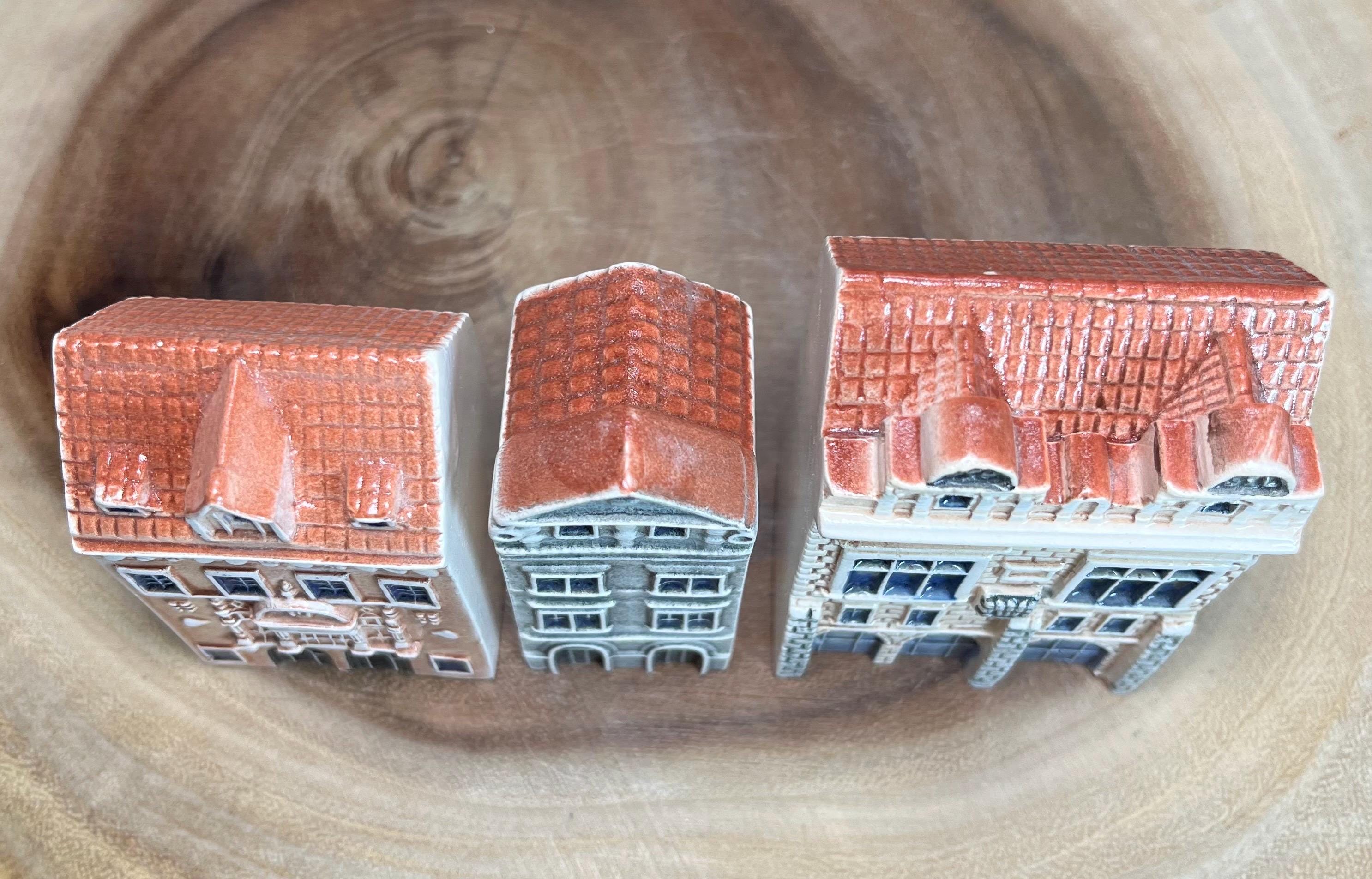 Czech Rep Prague Miniature House Porcelain Figurines 3 Pcs