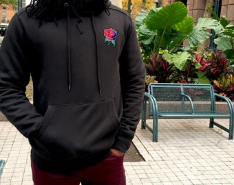 Rose embroidered hoodie outlet mens