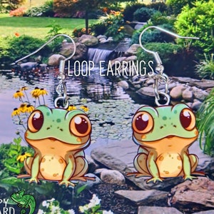 Frosch Ohrstecker / Baumeln Ohrringe - Tier Ohrringe - Natur Ohrringe - Kröte Ohrringe - Wild Leben Ohrringe - Geschenk für Sie / Ihn - schrullig